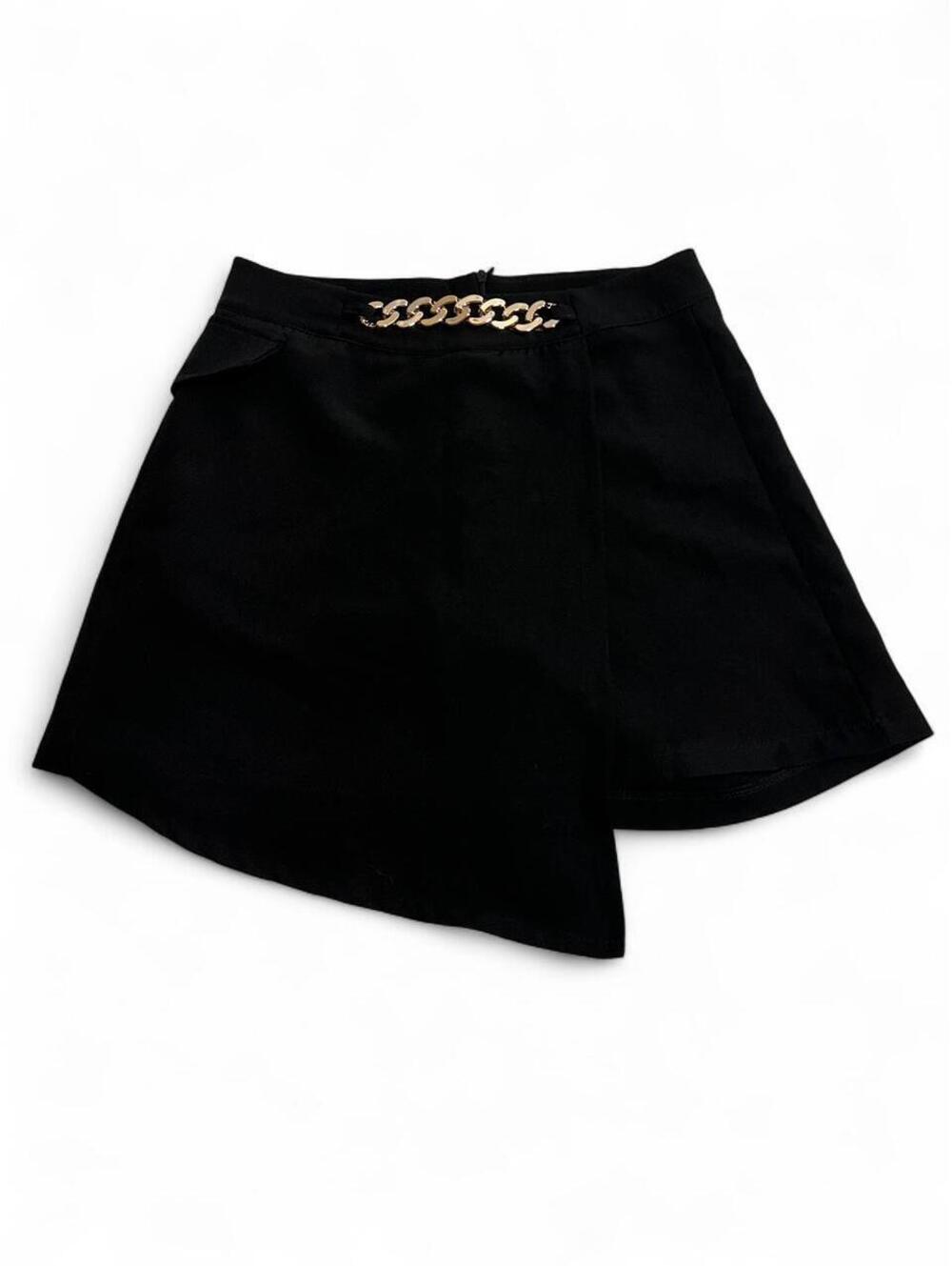 Made in Italy Skort Womens Medium Black Gold Chain Link Asymmetric Layered M
